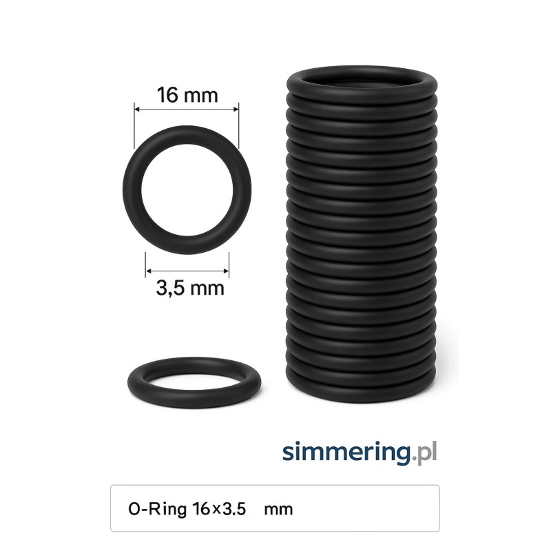 Oring 16x3,5 mm NBR 70 ShA – Czarny – Pakiet 1000 szt.