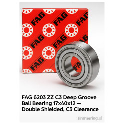 Łożysko kulkowe FAG 6203 ZZ C3 17x40x12 – dwustronnie metalowe, luz C3