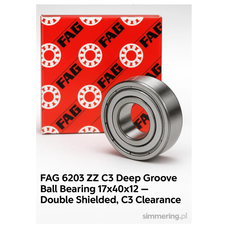 FAG 6203 ZZ C3 Deep Groove Ball Bearing 17x40x12 – Double Shielded, C3 Clearance