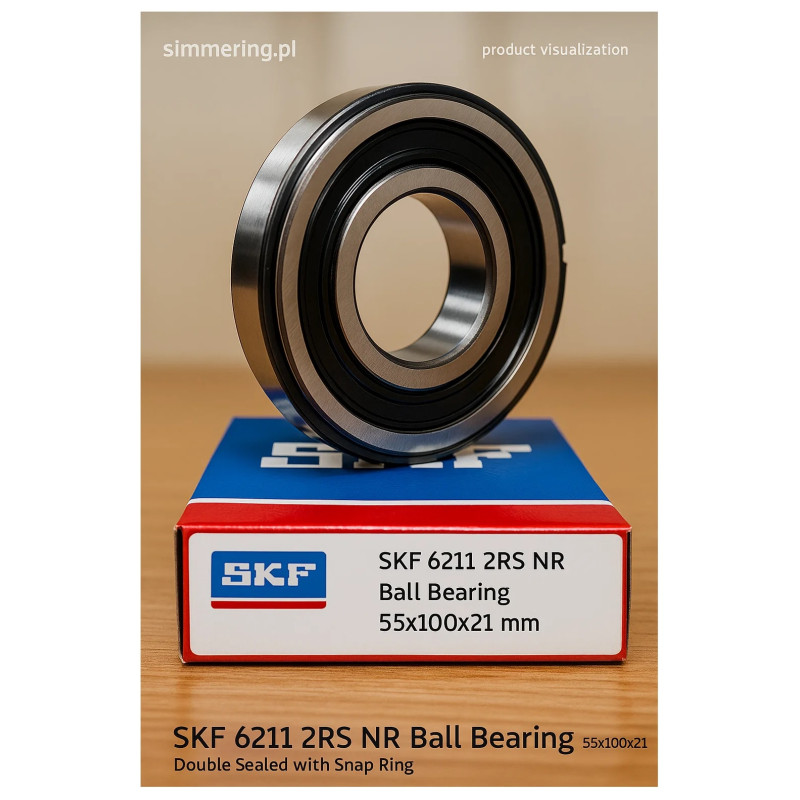 Łożysko kulkowe 6211 2RS NR SKF 55x100x21 – z pierścieniem osadczym i uszczelnieniem
