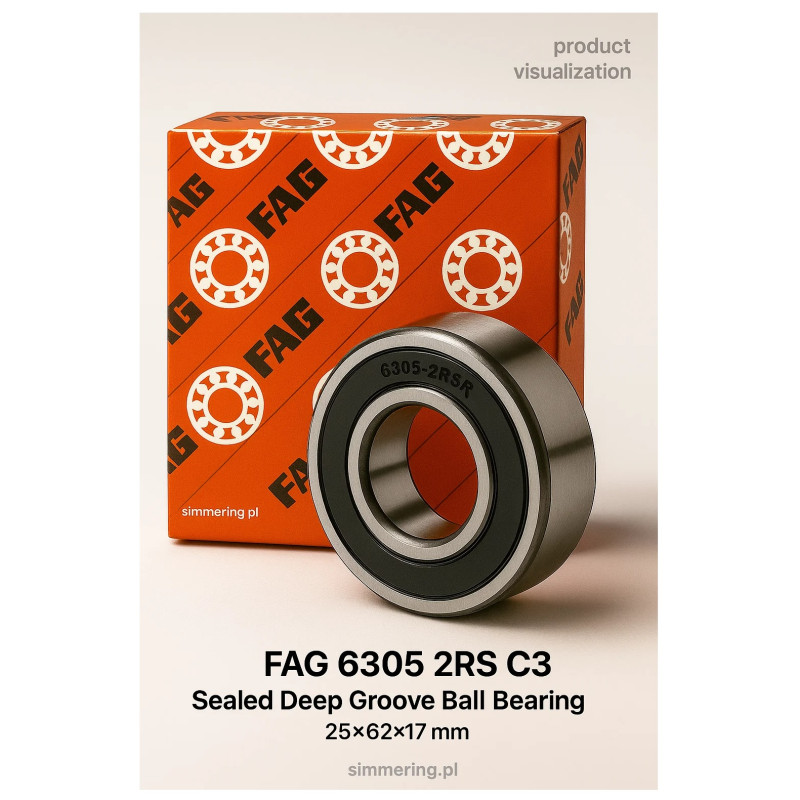 FAG 6305 2RS C3 Sealed Deep Groove Ball Bearing 25×62×17 mm