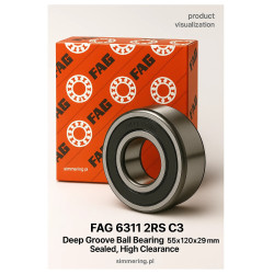 Łożysko kulkowe FAG 6311 2RS C3 55x120x29 – uszczelnione, luz C3