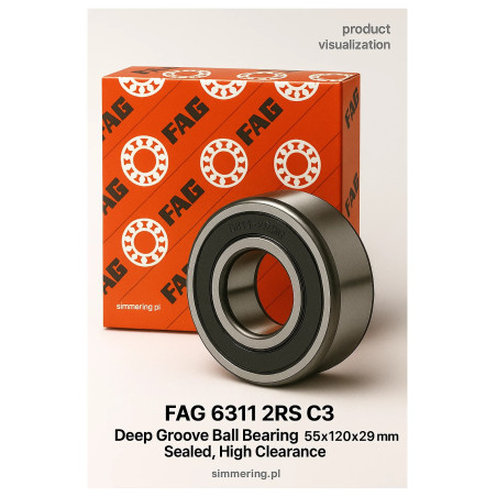 FAG 6311 2RS C3 Deep Groove Ball Bearing 55x120x29 mm – Sealed, High Clearance