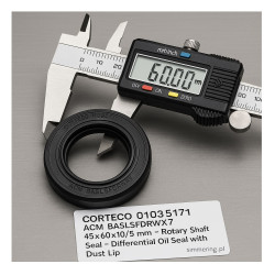 Uszczelniacz CORTECO 01035171 ACM BASLSFDRWX7 45x60x10/15 mm | Pierścień uszczelniający wału z wargą pyłoszczelną | Audi VAG