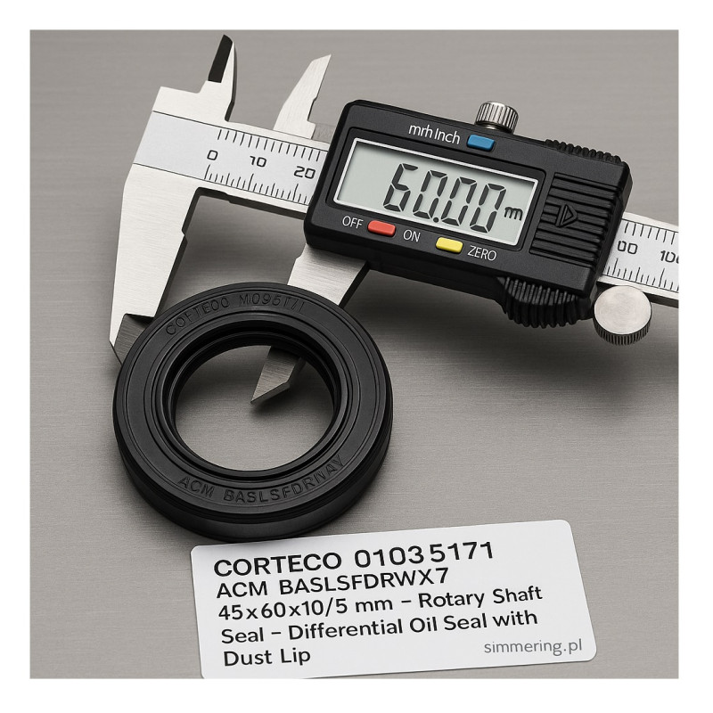 CORTECO 01035171 ACM BASLSFDRWX7 45×60×10/15 mm Rotary Shaft Seal – Differential Oil Seal with Dust Lip