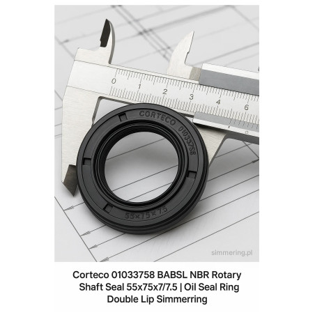 CORTECO 01033758 BABSL NBR Rotary Shaft Seal 55x75x7/7.5 | Oil Seal Ring | Double Lip Simmerring