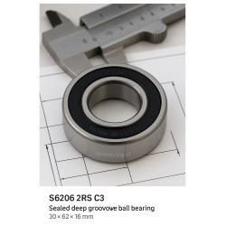 Łożysko kulkowe ZEN S6206 2RS C3 30×62×16 mm – nierdzewne, uszczelnione