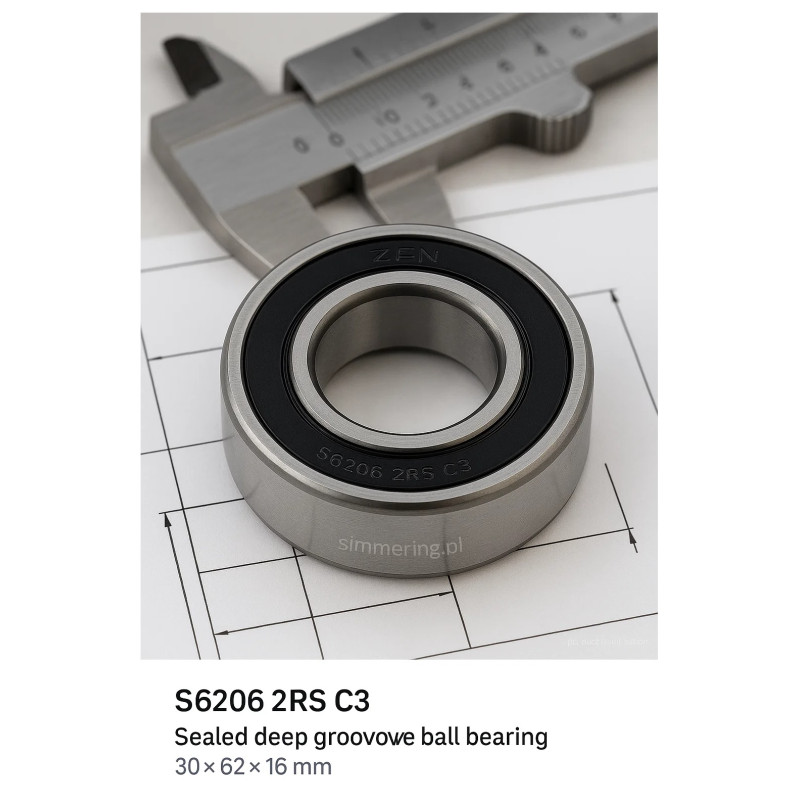 ZEN S6206‑2RS‑C3 Stainless Steel Deep Groove Ball Bearing 30×62×16 mm – Sealed & Corrosion‑Resistant