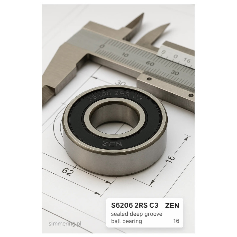 S6206-2RS-C3 ZEN 30x62x16 Deep Groove Ball Bearing