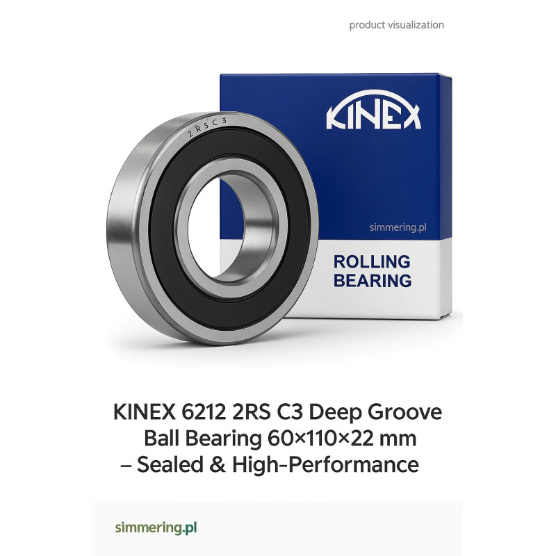 Łożysko kulkowe zwykłe 6212 2RS C3 KINEX 60×110×22