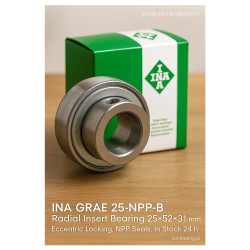 INA GRAE 25‑NPP‑B Radial Insert Bearing 25×52×31 mm – Eccentric Locking, NPP Seals, In Stock 24 h