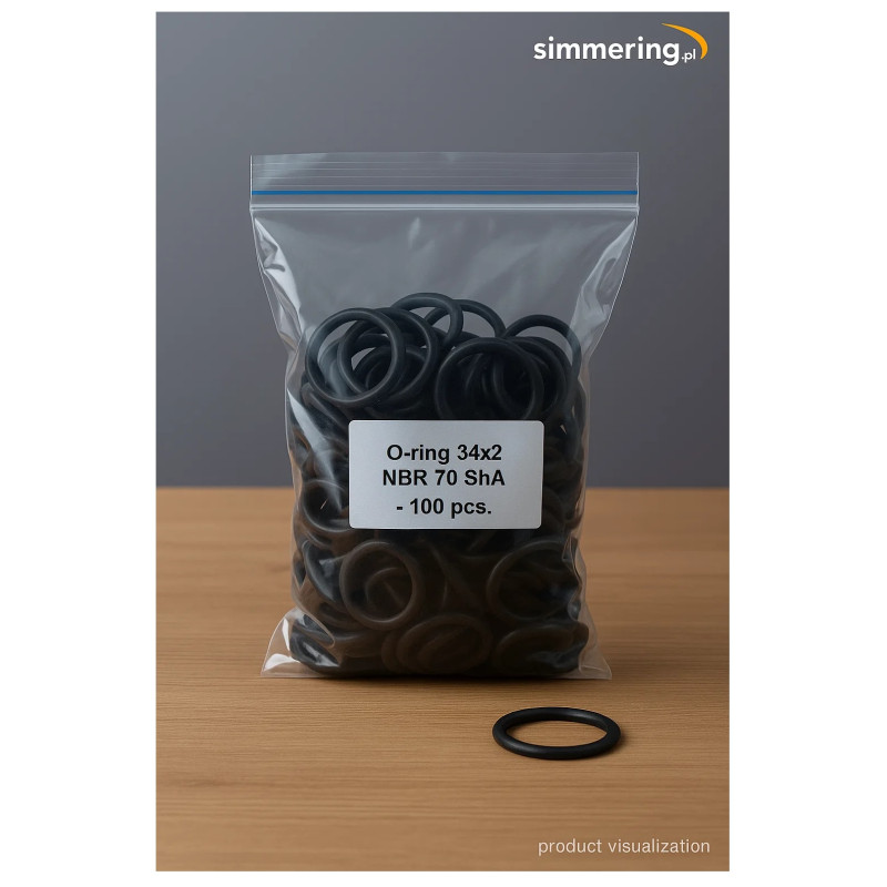 34x2 NBR 70 ShA O-Ring - Nitrile Rubber Sealing Ring (Pack of 100)