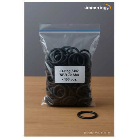 34x2 NBR 70 ShA O-Ring - Nitrile Rubber Sealing Ring (Pack of 100)