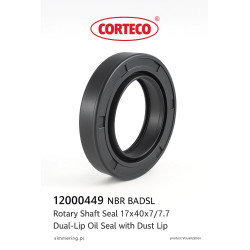Uszczelniacz CORTECO 12000449 NBR BADSL 17x40x7/7,7 – Pierścień Uszczelniający z Uszczelką Wargową Przeciwpyłową