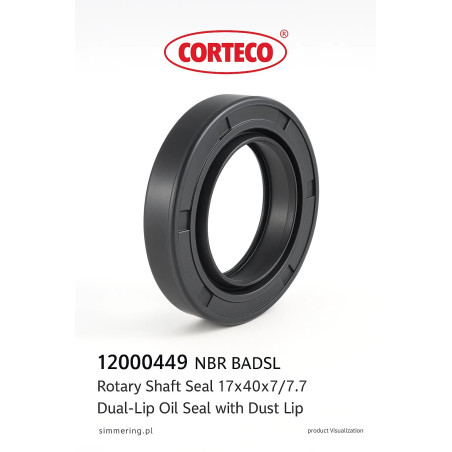 Uszczelniacz CORTECO 12000449 NBR BADSL 17x40x7/7,7 – Pierścień Uszczelniający z Uszczelką Wargową Przeciwpyłową