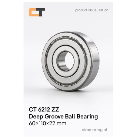 6212 ZZ CT Deep Groove Ball Bearing 60x110x22 mm – Double Shielded