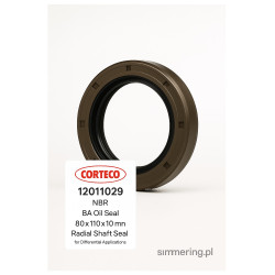 Uszczelniacz CORTECO 12011029 NBR BA Simmerring 80x110x10 – Pierścień Uszczelniający Wału Różnicowego