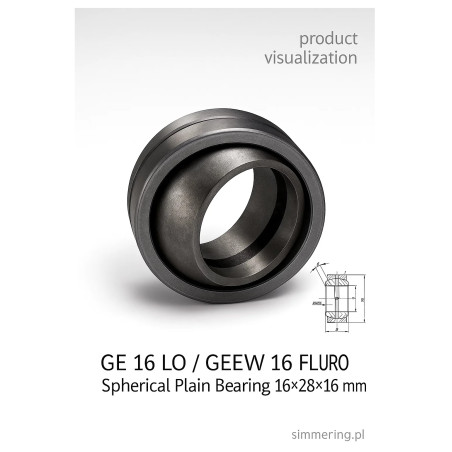 GE 16 LO / GEEW 16 FLURO – łożysko ślizgowe sferyczne 16×28×16 mm