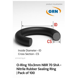 Oring 10×3 mm NBR 70 ShA – zestaw 100 uszczelek gumowych