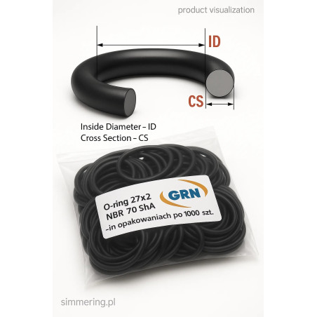 O-ring 27x2 NBR 70 ShA - Nitrile Rubber Sealing Ring (Pack of 1000)