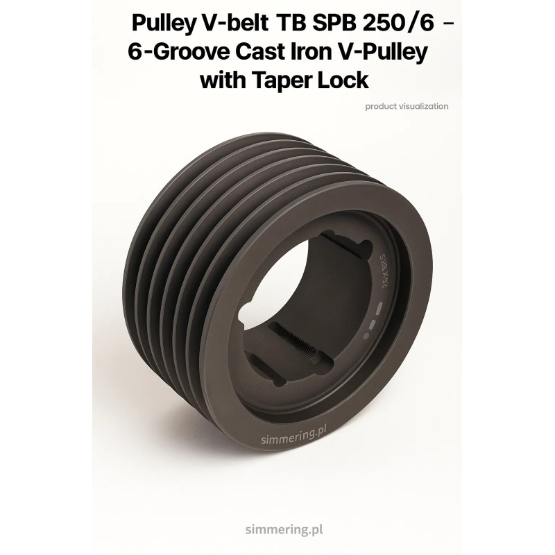 Pulley V-belt TB SPB 250/6 – 6-Groove Cast Iron V-Pulley with Taper Lock