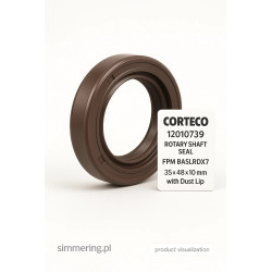 Rotary Shaft Seal CORTECO 12010739 FPM BASLRDX7 – Radial Oil Seal 35x48x10 mm with Dust Lip