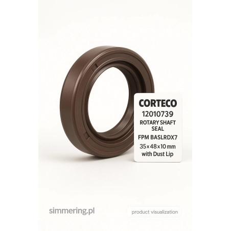 Uszczelniacz CORTECO 12010739 FPM BASLRDX7 Simmerring 35x48x10 – Pierścień Uszczelniający Wału