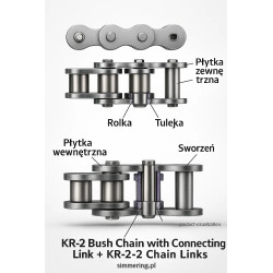 Łańcuch tulejkowy KR-2 z zamkiem + ogniwa łączące KR-2-2