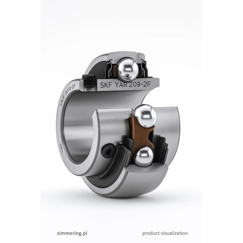 SKF YAR 209-2F Insert Bearing, 45×85×49.2 mm – Set Screw Locking