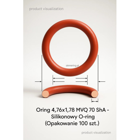 Oring 4,76x1,78 MVQ 70 ShA - Silikonowy O-ring (Opakowanie 100 szt.)