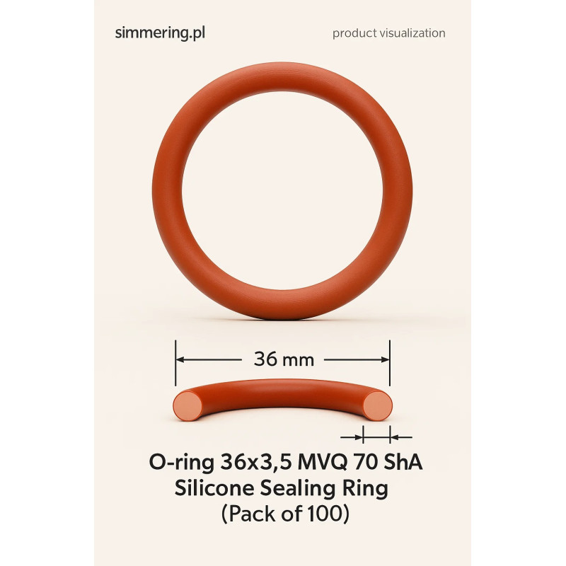 O-ring 36x3,5 MVQ 70 ShA - Silicone Sealing Ring (Pack of 100)