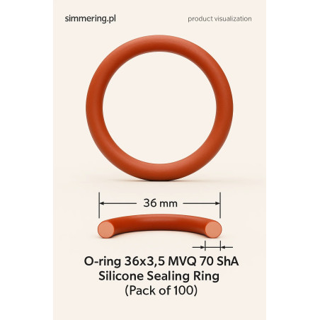 Oring 36x3,5 MVQ 70 ShA - Silikonowy O-ring (Opakowanie 100 szt.)