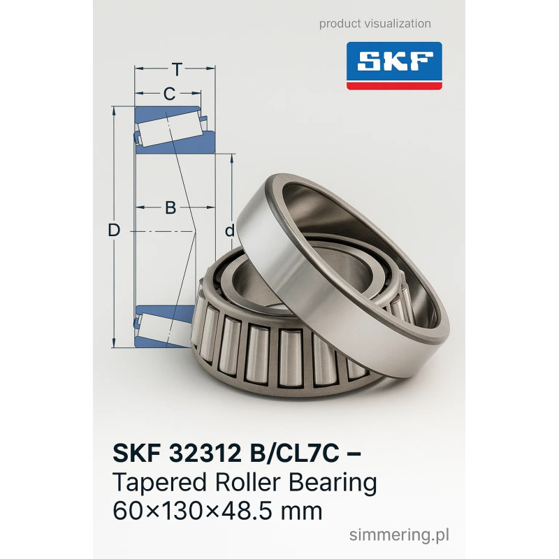 SKF 32312 B/CL7C – precyzyjne łożysko stożkowe 60×130×48,5 mm