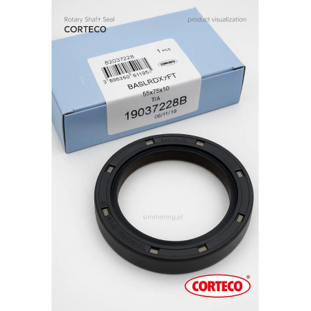 Rotary Shaft Seal CORTECO 19037228 BASLRDX7FT Oil Seal 55x75x10 for Power Take-Off with Dust Lip - MAN 51015100267 / 51015107002