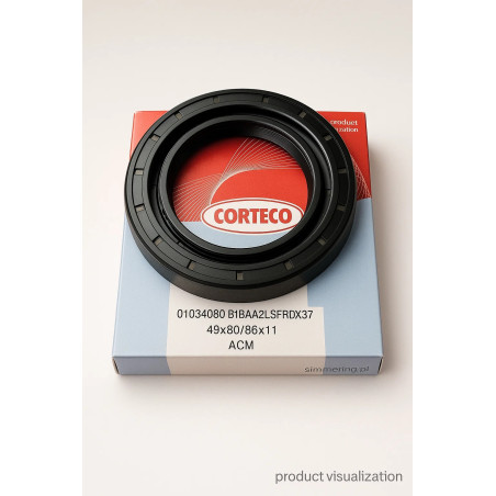Uszczelniacz CORTECO 01034080 ACM B1BAAT2SLSFRDX37 49×80/86×11 – simmerring wału różnicowego Mercedes