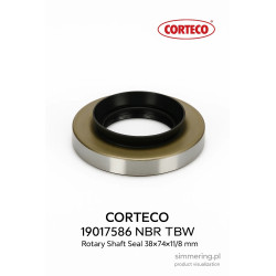 Uszczelniacz CORTECO 19017586 NBR TBW 38×74×11/18 – simmerring wału do Toyoty