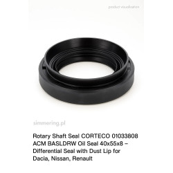 Rotary Shaft Seal CORTECO 01033808 ACM BASLDRW Oil Seal 40x55x8 – Differential Seal with Dust Lip for Dacia, Nissan, Renault