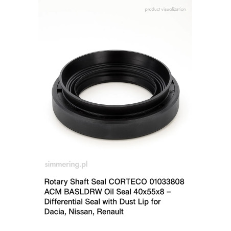 Rotary Shaft Seal CORTECO 01033808 ACM BASLDRW Oil Seal 40x55x8 – Differential Seal with Dust Lip for Dacia, Nissan, Renault