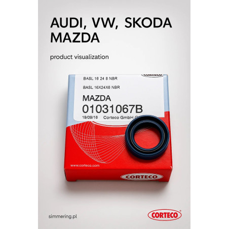 Uszczelniacz CORTECO 01031067 NBR BASL Simmerring 16x24x6 - Pierścień uszczelniający wału skrzyni biegów