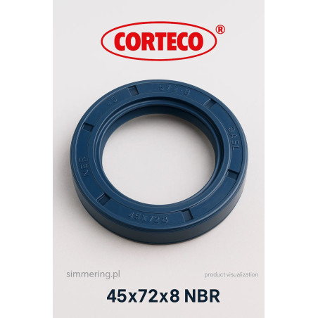 Uszczelniacz CORTECO 12011169 NBR BASL 45x72x8 Simmerring z uszczelką przeciwpyłową do CLAAS, DANA, GOLDONI, LANDINI