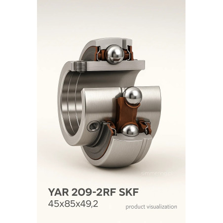 Łożysko samonastawne YAR 209‑2RF SKF 45×85×49,2 mm – montaż na śruby dociskowe