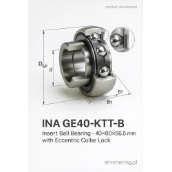 INA GE 40 KTTB Insert Ball Bearing – 40×80×56.5 mm with Eccentric Collar Lock