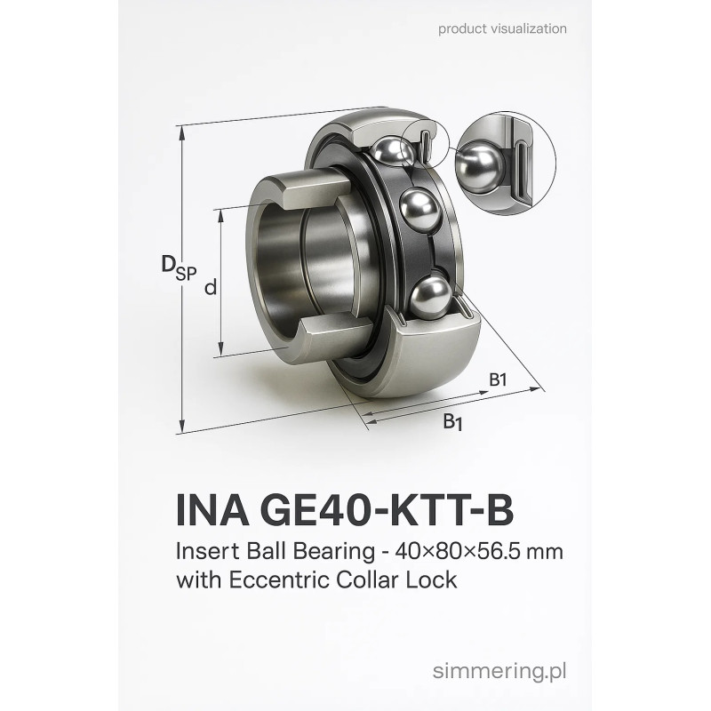 INA GE 40 KTTB Insert Ball Bearing – 40×80×56.5 mm with Eccentric Collar Lock