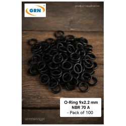 Oring 9×2,2 mm NBR 70 ShA – komplet 100 sztuk