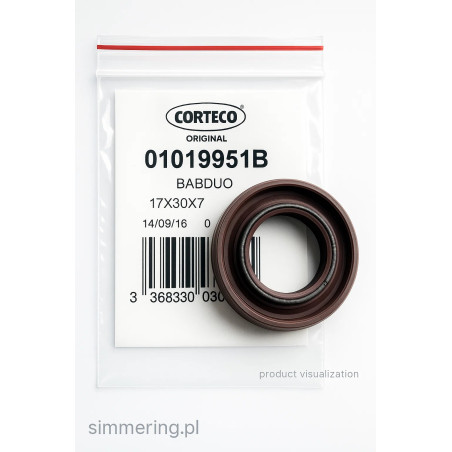 Uszczelniacz CORTECO 01019951 FPM BABDUO 17x30x7 Simmerring wału – DEUTZ-FAHR, MASSEY FERGUSON, NEW HOLLAND