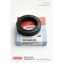 CORTECO 19016602 Radial Oil Seal | NBR LHTC9 Rotary Shaft Seal 35x56x9/12.5 with Dust Lip | Compatible with Mitsubishi MD706433