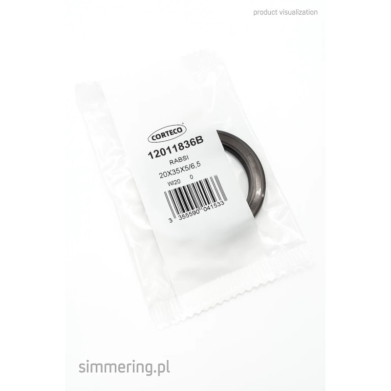 Radial Oil Seal CORTECO 12011836 FPM BABSL 20x35x6/6.5 - Rotary Shaft Seal for CAGIVA 28957 and MOTO GUZZI 904020370