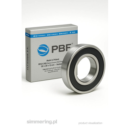 Łożysko kulkowe głębokorowkowe 6010-2RS PBF 50×80×16 mm – uszczelnione