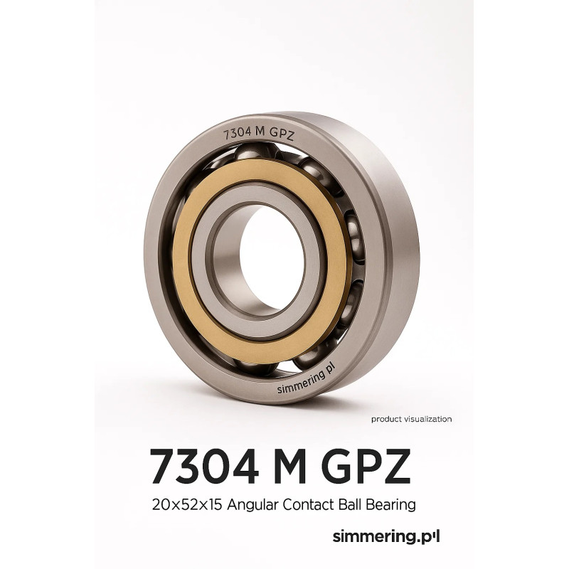 Łożysko kulkowe skośne GPZ 7304 M 20×52×15 mm – jednorzędowe