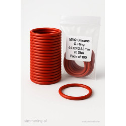 MVQ silicone O-Ring 44.12×2.62 mm 70 ShA – rubber sealing ring, pack of 100 pcs, high resistance to temperature, UV and ozone